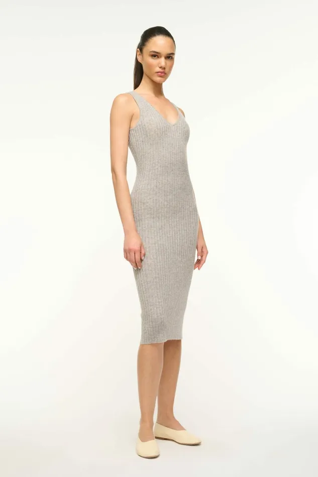 STAUD DANA CASHMERE DRESS Heather Grey Women Dresses