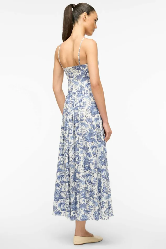 STAUD DENA DRESS Blue Toile Women Dresses