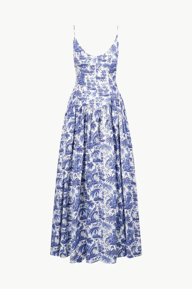 STAUD DENA DRESS Blue Toile Women Dresses