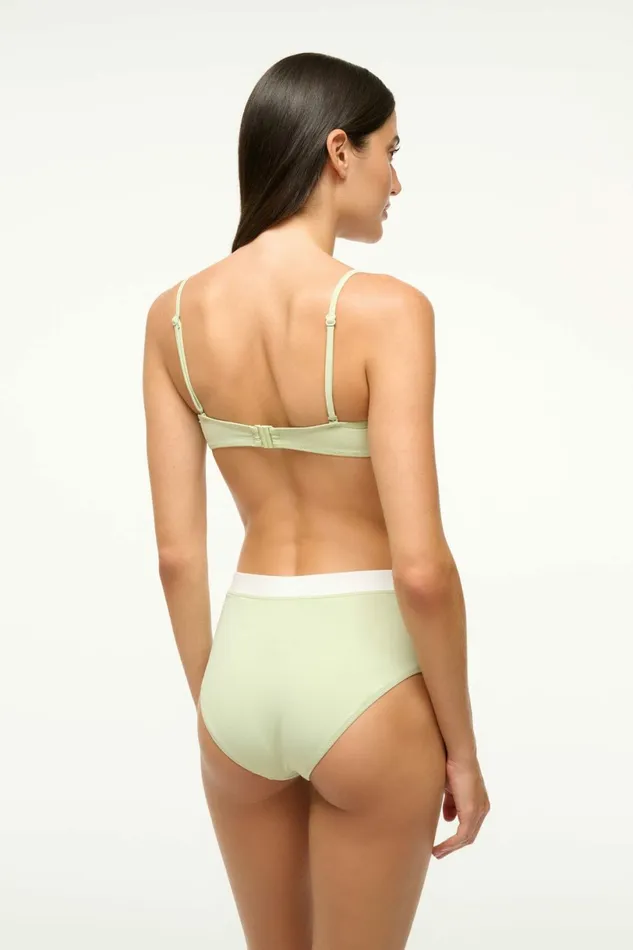 STAUD DEVON HIGH RISE BIKINI BOTTOM Pale Jade White Women Swim STAUD DEVON HIGH RISE BIKINI BOTTOM Pale Jade White Women Swim