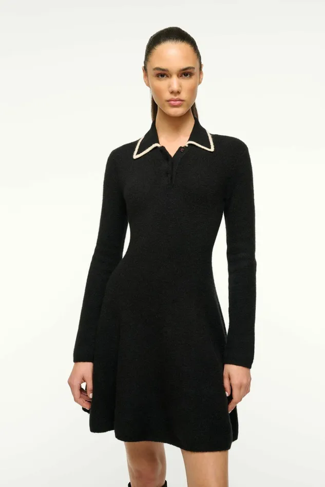 STAUD DUJOUR DRESS Black Ivory Women Dresses STAUD DUJOUR DRESS Black Ivory Women Dresses