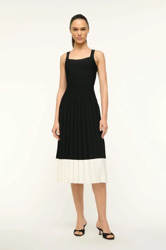 STAUD ELLISON DRESS Black Ivory Women Dresses