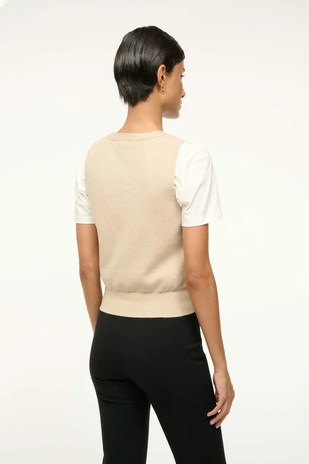 STAUD FICUS SWEATER VEST Stone Women Tops STAUD FICUS SWEATER VEST Stone Women Tops