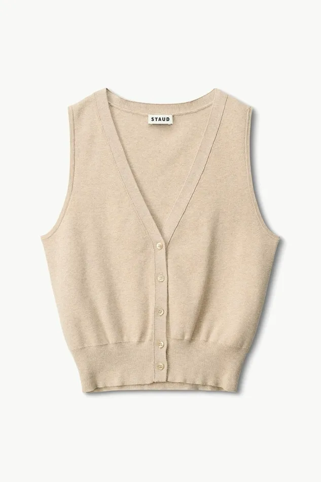 STAUD FICUS SWEATER VEST Stone Women Tops STAUD FICUS SWEATER VEST Stone Women Tops