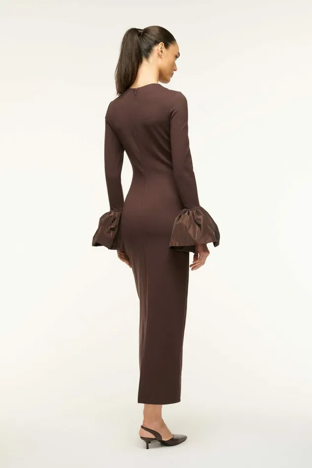 STAUD HAWTHORNE MAXI DRESS Dark Chocolate Women Dresses