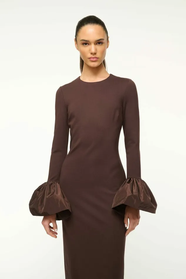 STAUD HAWTHORNE MAXI DRESS Dark Chocolate Women Dresses