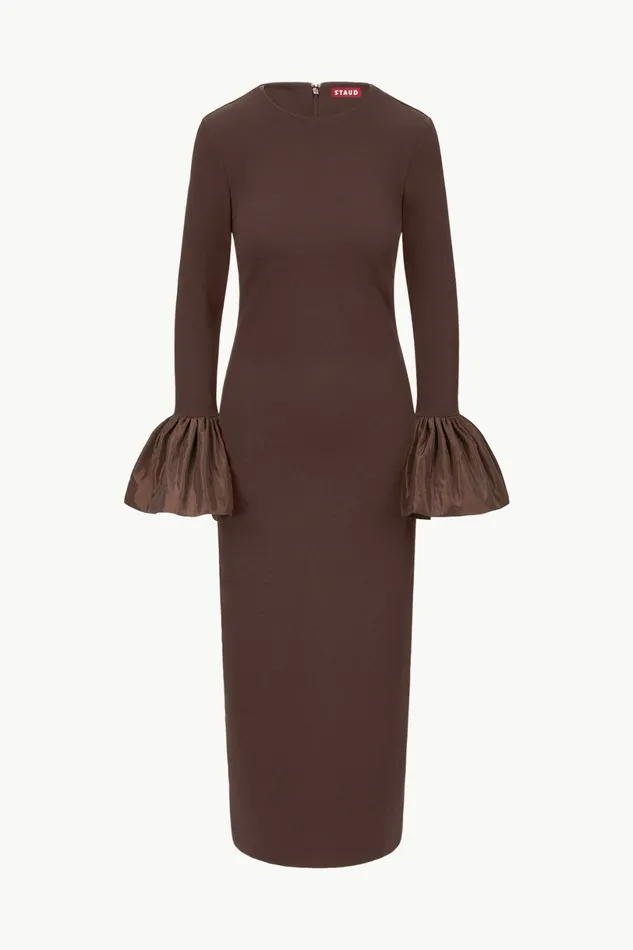 STAUD HAWTHORNE MAXI DRESS Dark Chocolate Women Dresses