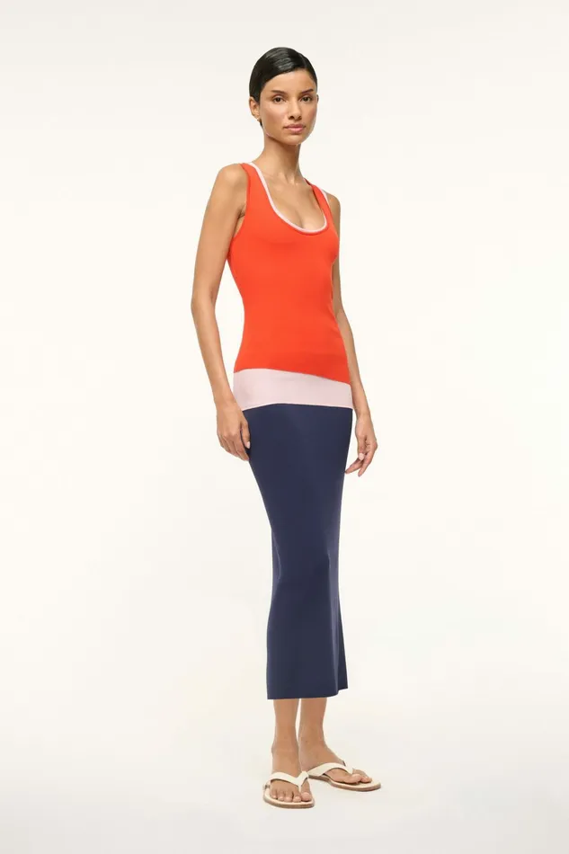 STAUD HERMOSA DRESS Cayenne Navy Carnation Women Dresses STAUD HERMOSA DRESS Cayenne Navy Carnation Women Dresses