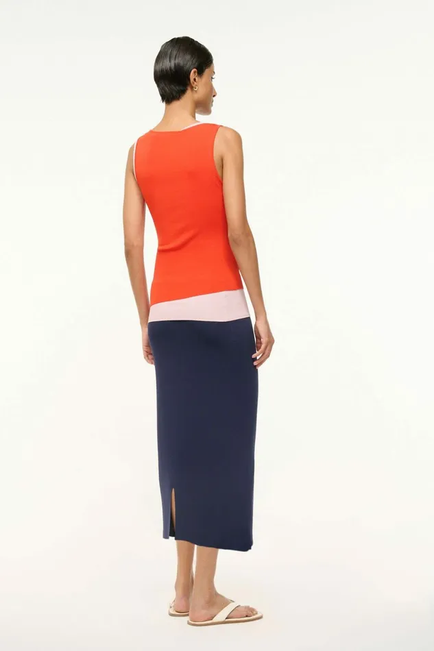 STAUD HERMOSA DRESS Cayenne Navy Carnation Women Dresses STAUD HERMOSA DRESS Cayenne Navy Carnation Women Dresses