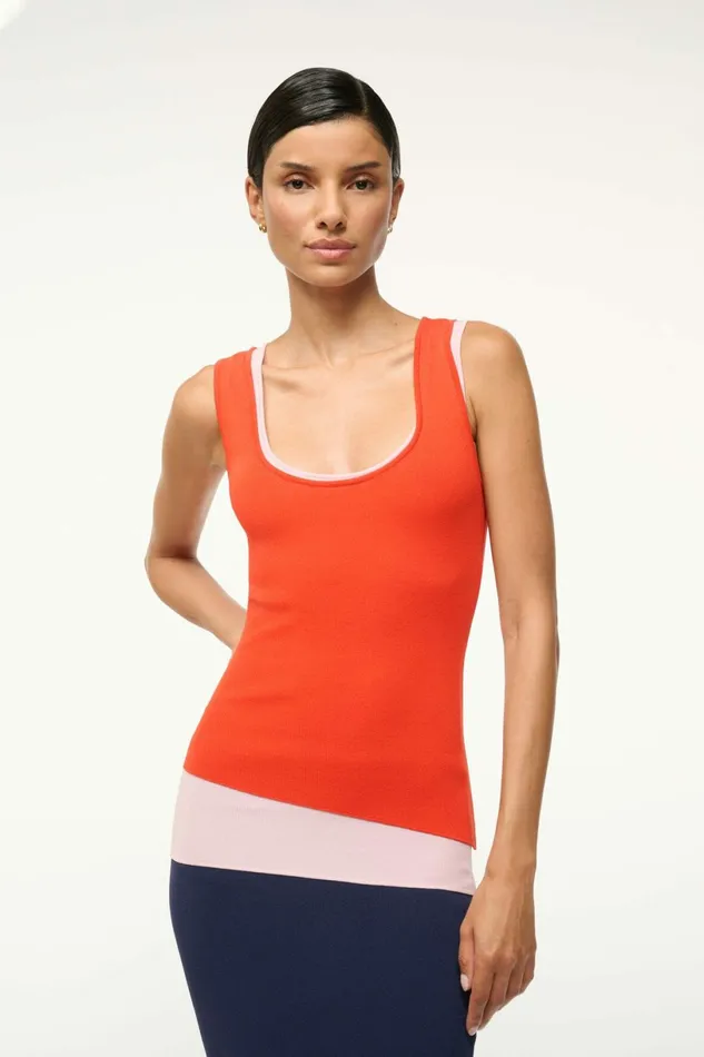 STAUD HERMOSA DRESS Cayenne Navy Carnation Women Dresses STAUD HERMOSA DRESS Cayenne Navy Carnation Women Dresses