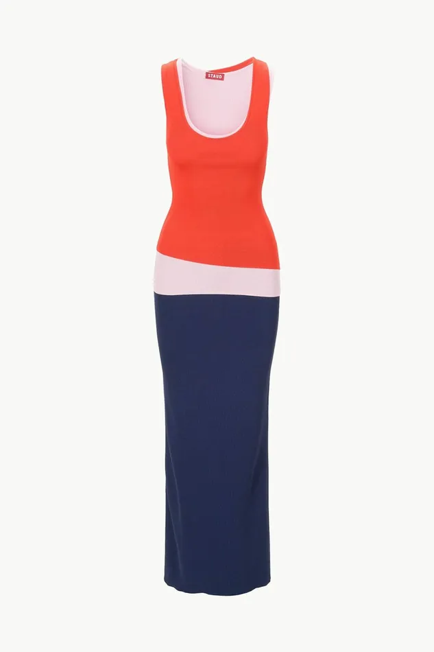 STAUD HERMOSA DRESS Cayenne Navy Carnation Women Dresses STAUD HERMOSA DRESS Cayenne Navy Carnation Women Dresses