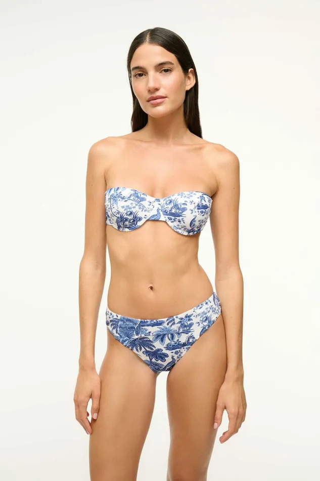 STAUD JO BALCONETTE BIKINI TOP Blue Toile Women Swim