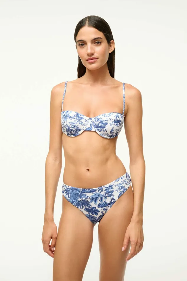 STAUD JO BALCONETTE BIKINI TOP Blue Toile Women Swim STAUD JO BALCONETTE BIKINI TOP Blue Toile Women Swim