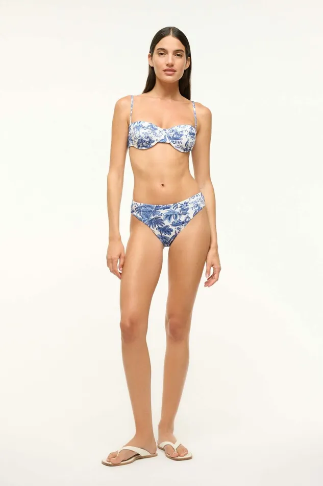 STAUD JO BALCONETTE BIKINI TOP Blue Toile Women Swim STAUD JO BALCONETTE BIKINI TOP Blue Toile Women Swim