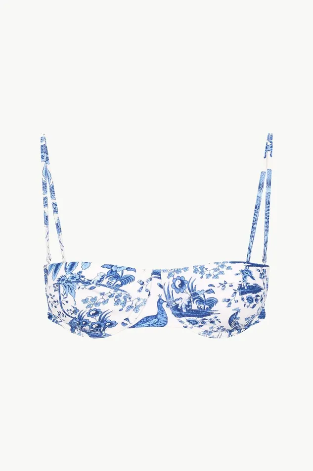 STAUD JO BALCONETTE BIKINI TOP Blue Toile Women Swim STAUD JO BALCONETTE BIKINI TOP Blue Toile Women Swim
