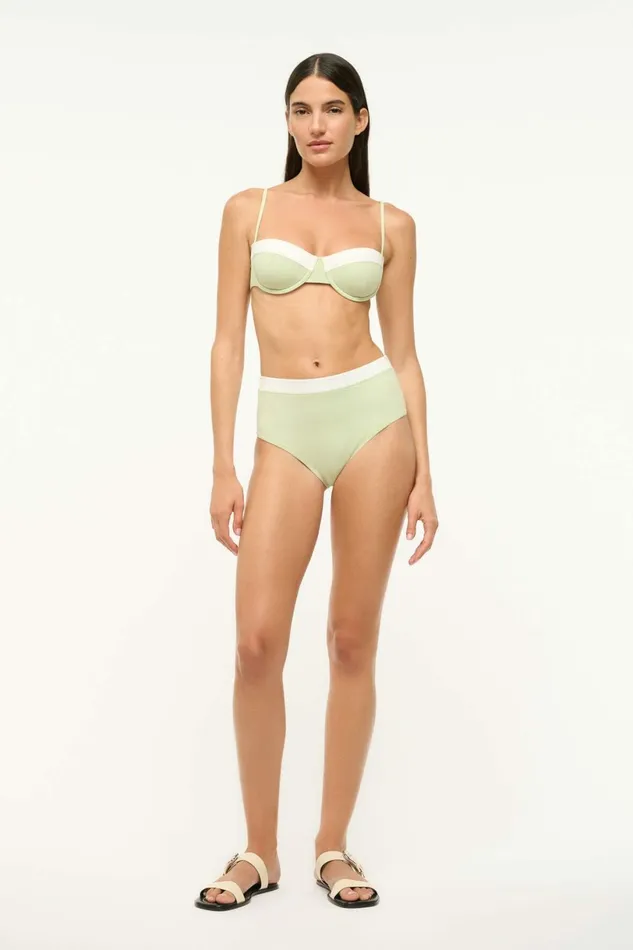 STAUD JO BALCONETTE BIKINI TOP Pale Jade White Women Swim STAUD JO BALCONETTE BIKINI TOP Pale Jade White Women Swim