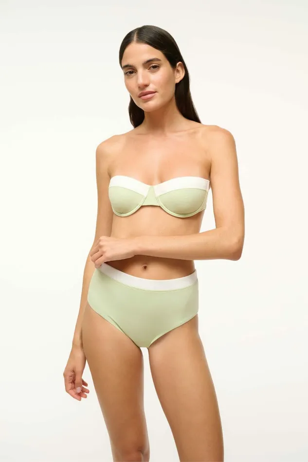 STAUD JO BALCONETTE BIKINI TOP Pale Jade White Women Swim STAUD JO BALCONETTE BIKINI TOP Pale Jade White Women Swim