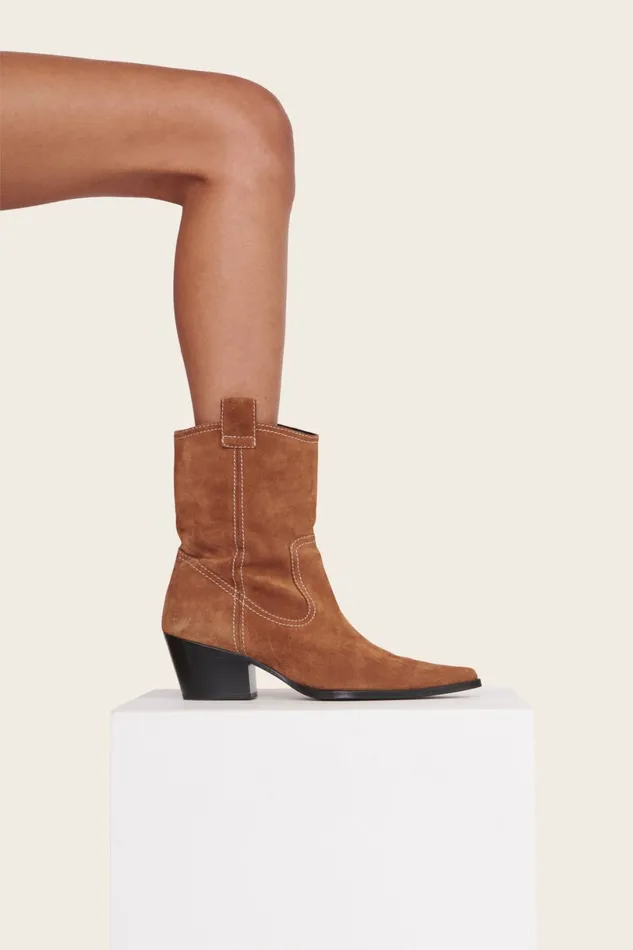 STAUD JUNE BOOT Tan Suede Women Boots