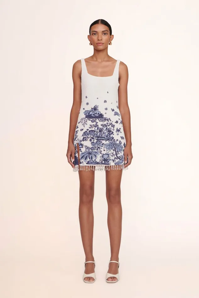 STAUD LE SABLE DRESS Blue Toile Women Dresses