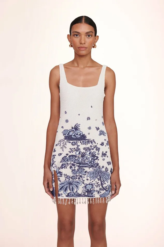 STAUD LE SABLE DRESS Blue Toile Women Dresses STAUD LE SABLE DRESS Blue Toile Women Dresses