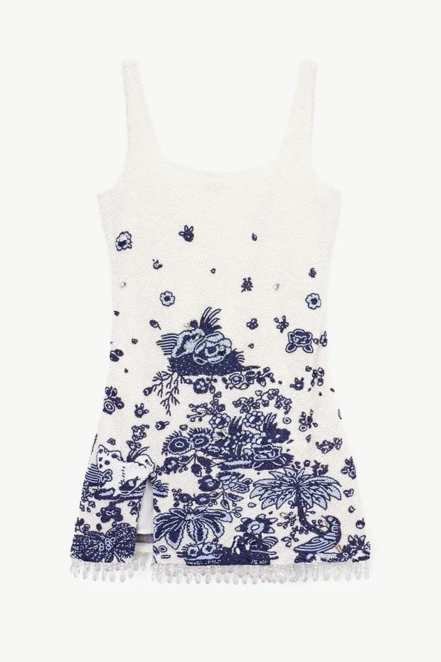 STAUD LE SABLE DRESS Blue Toile Women Dresses STAUD LE SABLE DRESS Blue Toile Women Dresses
