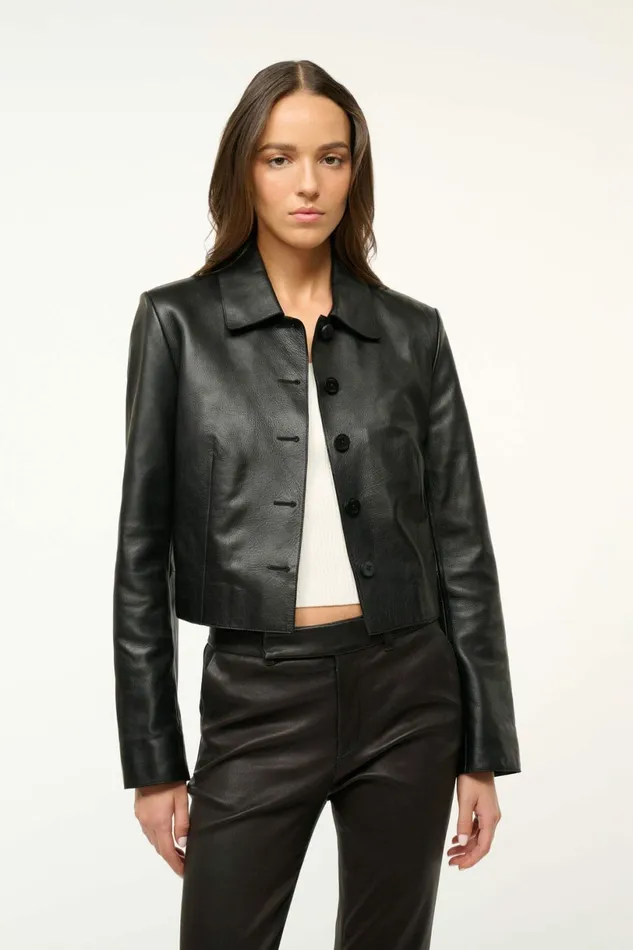 STAUD LEATHER MARINO JACKET Black Women Outerwear and Jackets
