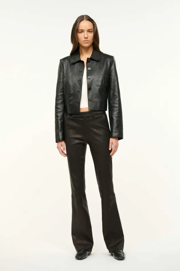 STAUD LEATHER MARINO JACKET Black Women Outerwear and Jackets STAUD LEATHER MARINO JACKET Black Women Outerwear and Jackets