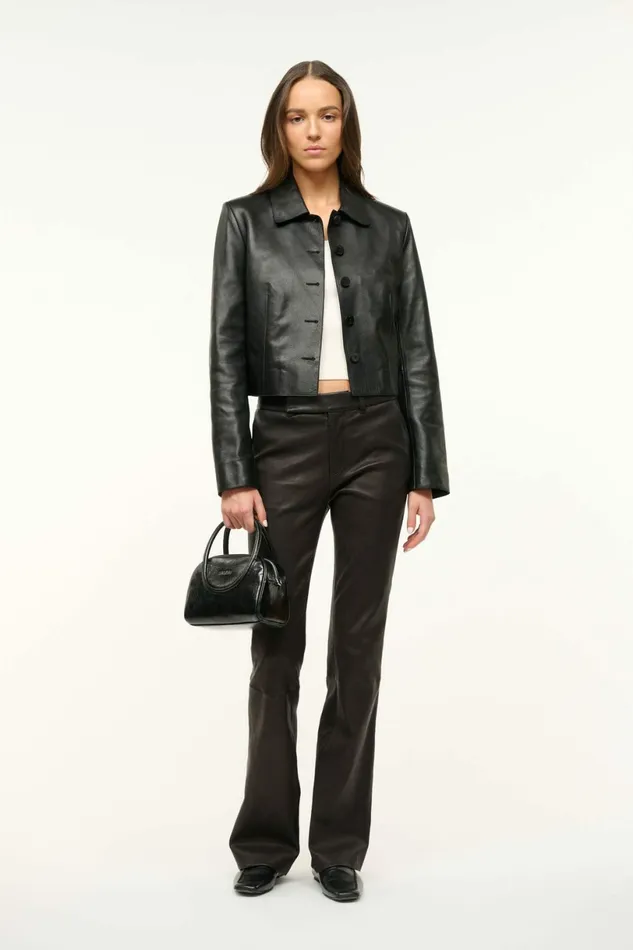 STAUD LEATHER MARINO JACKET Black Women Outerwear and Jackets STAUD LEATHER MARINO JACKET Black Women Outerwear and Jackets