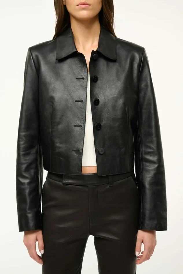 STAUD LEATHER MARINO JACKET Black Women Outerwear and Jackets STAUD LEATHER MARINO JACKET Black Women Outerwear and Jackets