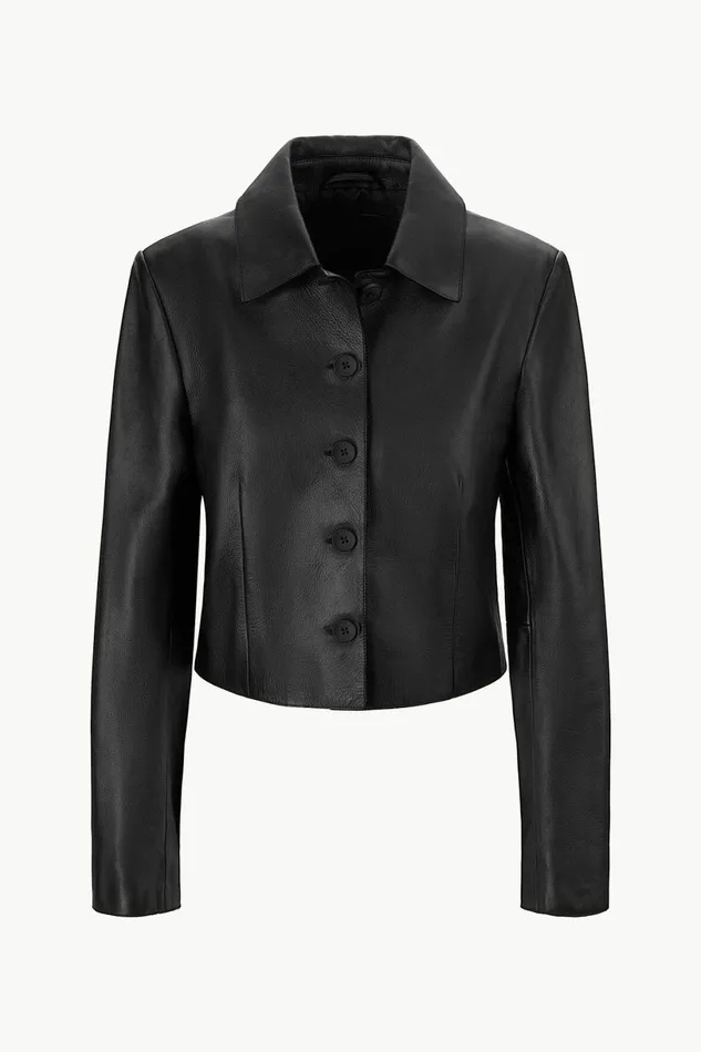STAUD LEATHER MARINO JACKET Black Women Outerwear and Jackets STAUD LEATHER MARINO JACKET Black Women Outerwear and Jackets