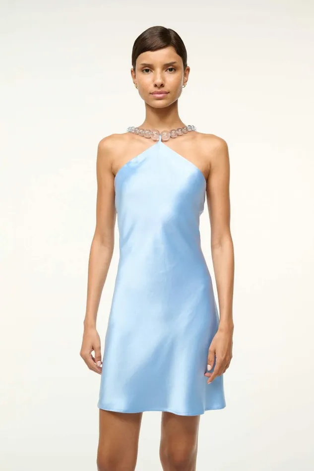 STAUD MINI CADENCE DRESS Azure Women The Evening Edit STAUD MINI CADENCE DRESS Azure Women The Evening Edit