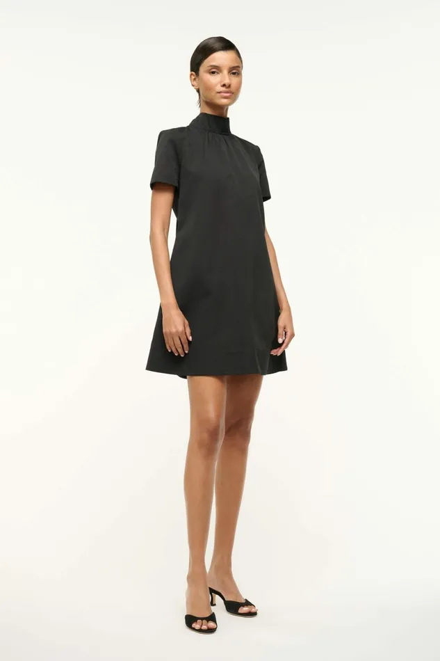 STAUD MINI ILANA DRESS Black Women Dresses STAUD MINI ILANA DRESS Black Women Dresses