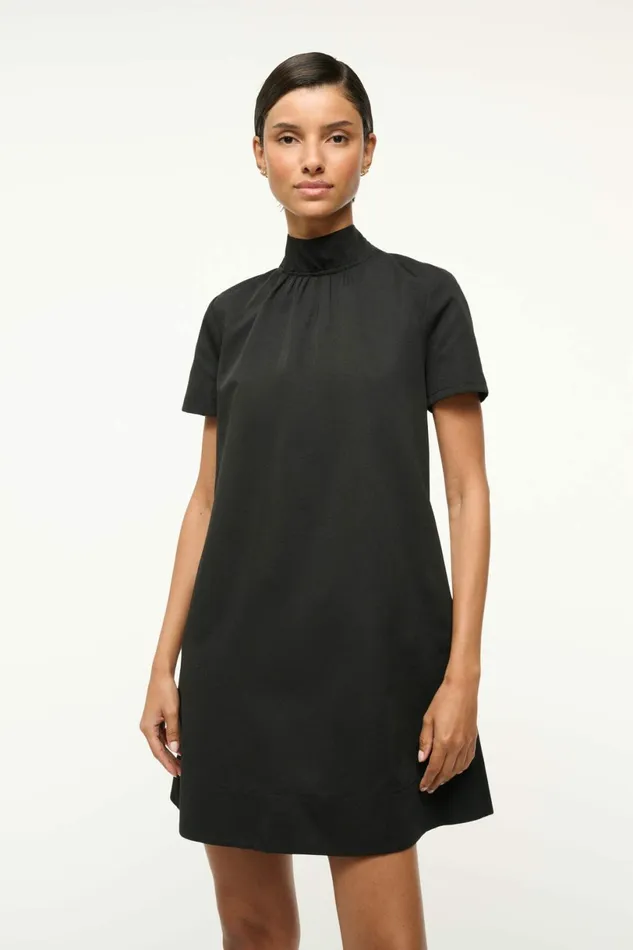 STAUD MINI ILANA DRESS Black Women Dresses STAUD MINI ILANA DRESS Black Women Dresses