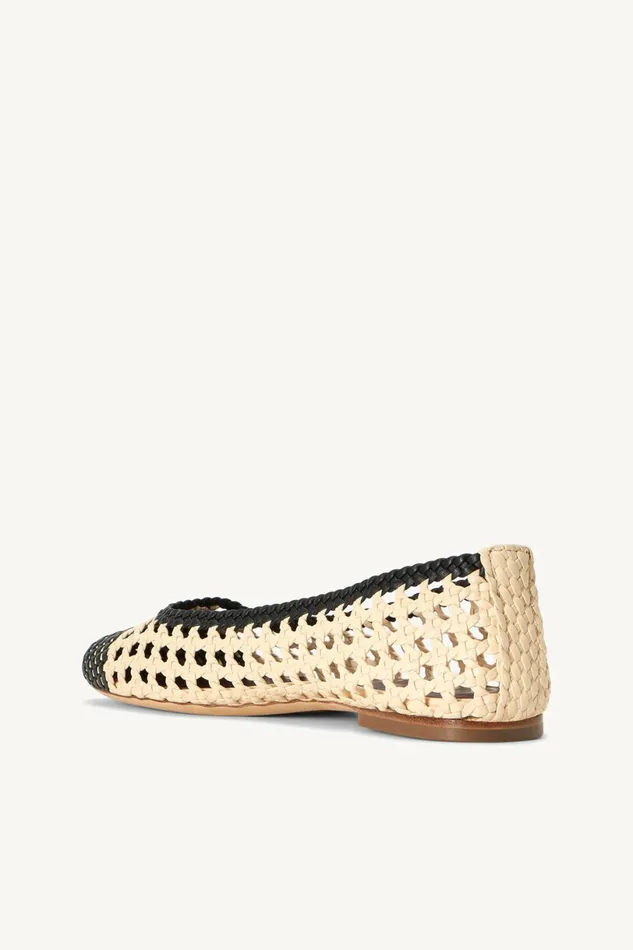 STAUD NELL CROCHET BALLERINA Cream Black Women Mules and Flats STAUD NELL CROCHET BALLERINA Cream Black Women Mules and Flats
