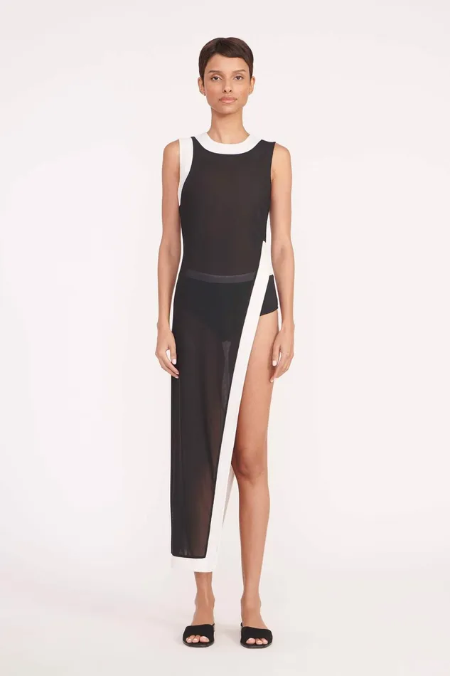 STAUD POINTER COVERUP Black White Women Swim