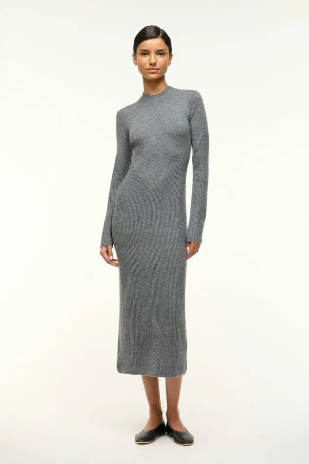 STAUD RAMONA DRESS Charcoal Grey Women Dresses