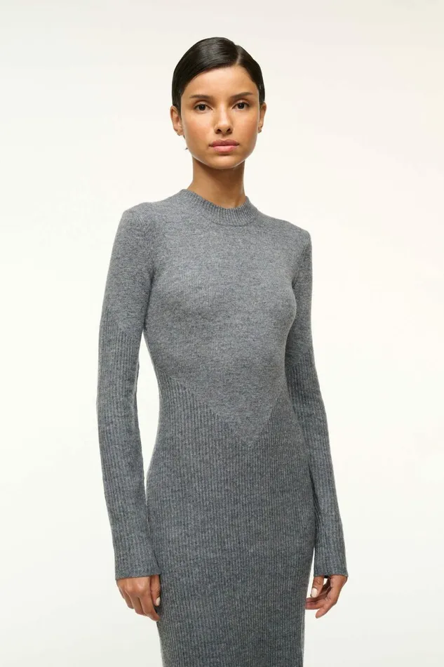 STAUD RAMONA DRESS Charcoal Grey Women Dresses STAUD RAMONA DRESS Charcoal Grey Women Dresses
