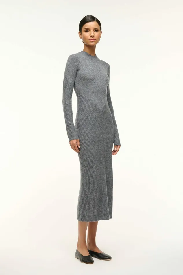 STAUD RAMONA DRESS Charcoal Grey Women Dresses STAUD RAMONA DRESS Charcoal Grey Women Dresses