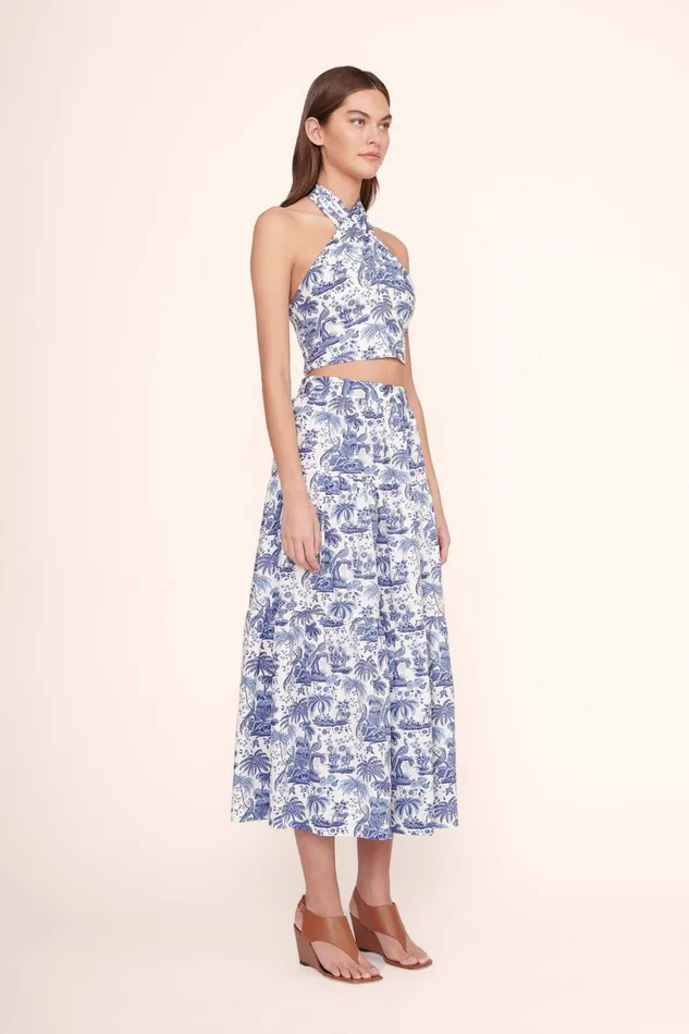 STAUD SMOCKED KAI TOP Blue Toile Women Tops STAUD SMOCKED KAI TOP Blue Toile Women Tops