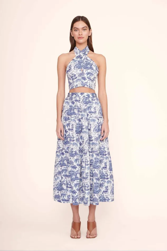 STAUD SMOCKED KAI TOP Blue Toile Women Tops STAUD SMOCKED KAI TOP Blue Toile Women Tops