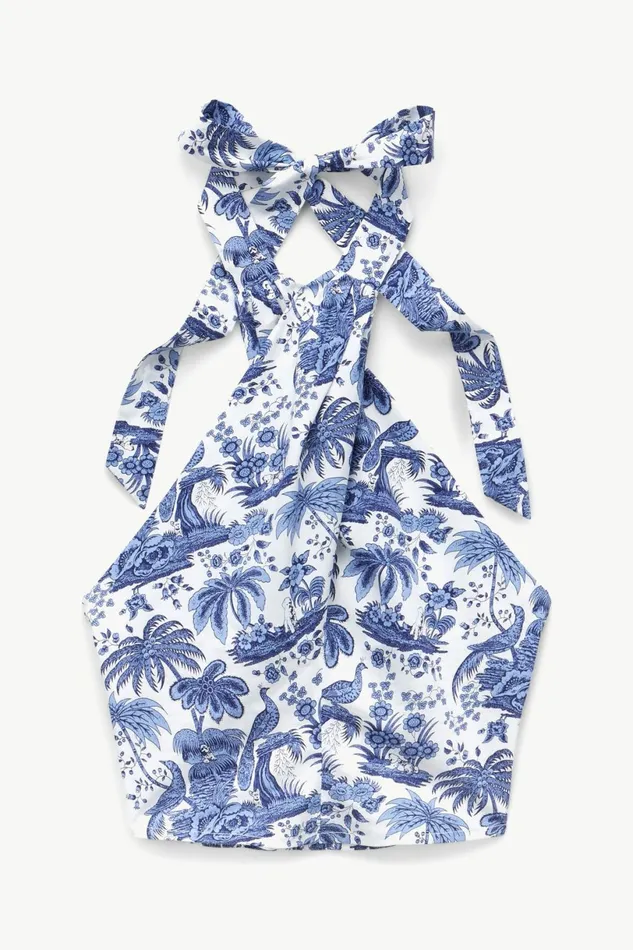 STAUD SMOCKED KAI TOP Blue Toile Women Tops STAUD SMOCKED KAI TOP Blue Toile Women Tops