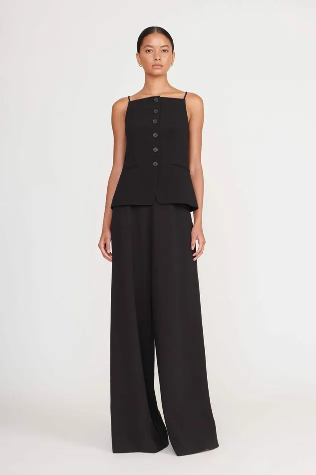 STAUD UNA TOP Black Women Tops STAUD UNA TOP Black Women Tops