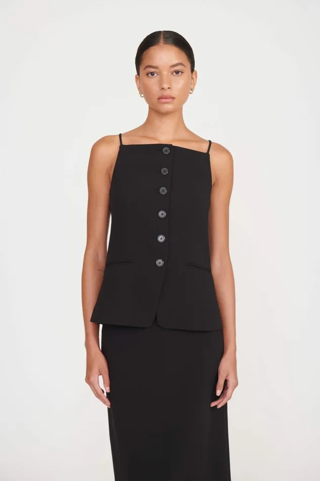 STAUD UNA TOP Black Women Tops STAUD UNA TOP Black Women Tops