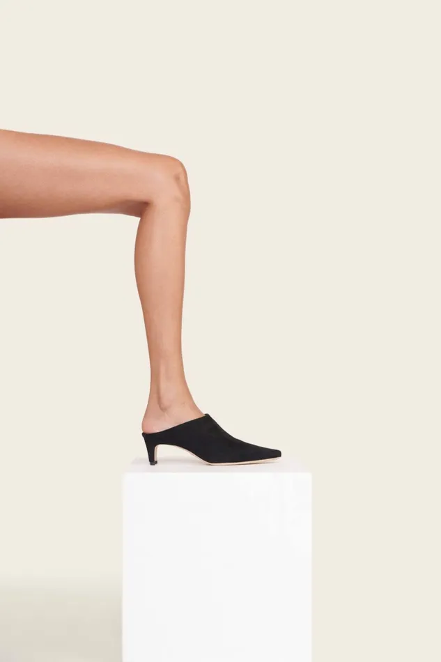 STAUD WALLY MULE Black Suede Women Mules and Flats STAUD WALLY MULE Black Suede Women Mules and Flats