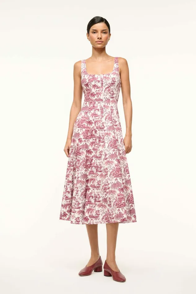 STAUD WELLS DRESS Bordeaux Toile Women Dresses