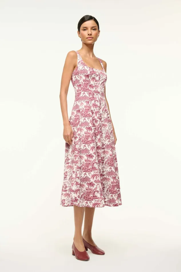 STAUD WELLS DRESS Bordeaux Toile Women Dresses STAUD WELLS DRESS Bordeaux Toile Women Dresses