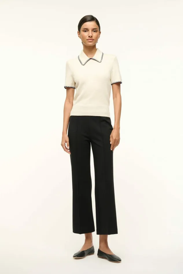 STAUD WINDSOR TOP Ivory Navy Women Tops STAUD WINDSOR TOP Ivory Navy Women Tops