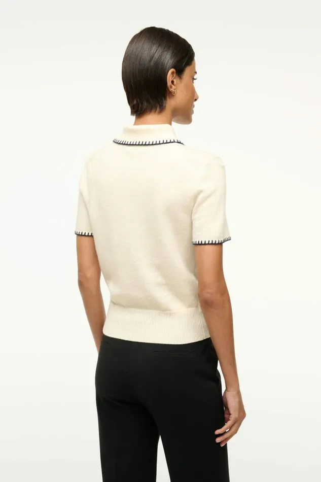 STAUD WINDSOR TOP Ivory Navy Women Tops STAUD WINDSOR TOP Ivory Navy Women Tops