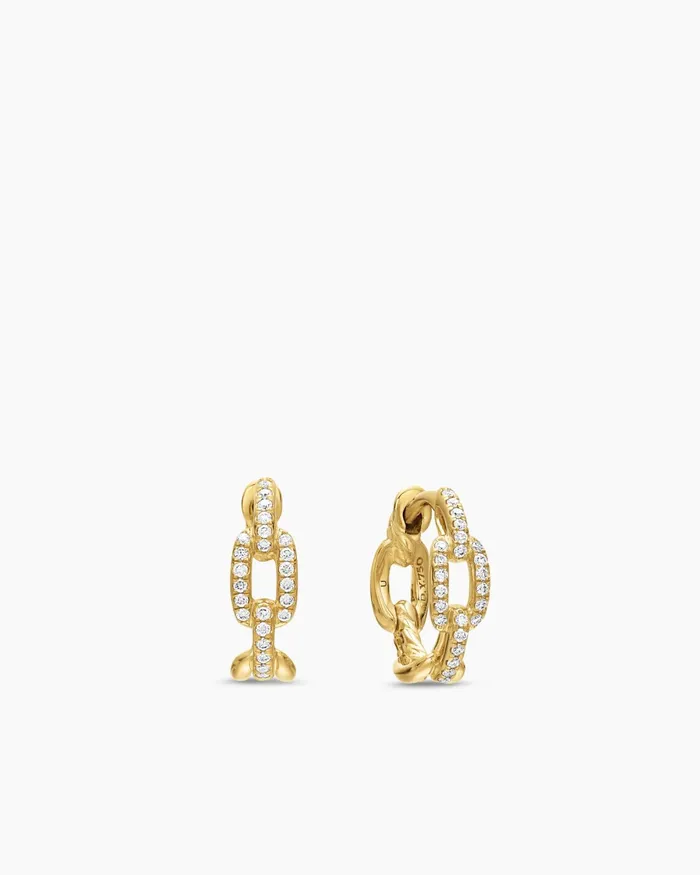 Stax Chain Link Huggie Hoop Earrings In 18K Yellow Gold With Diamonds 125mm Women David Yurman Hoop Stax Chain Link Huggie Hoop Earrings In 18K Yellow Gold With Diamonds 125mm Women David Yurman Hoop