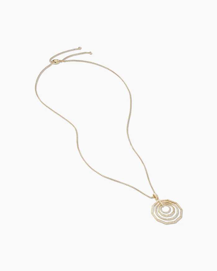 Stax Pendant Necklace In 18K Yellow Gold With Pav Diamonds 375mm Women David Yurman Pendant Stax Pendant Necklace In 18K Yellow Gold With Pav Diamonds 375mm Women David Yurman Pendant